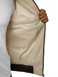 Férfi bőrdzseki bézs OZONEE N/6124