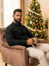 Férfi Ing Fekete OZONEE O/V121Z