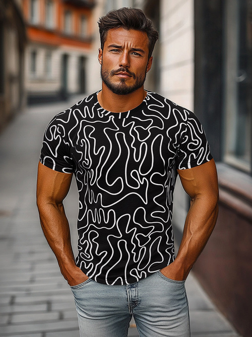 Férfi Póló Fekete OZONEE JS/8T1198/3Z