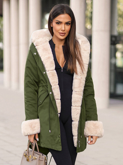 Női téli kabát zöld OZONEE JS/M763/136Z