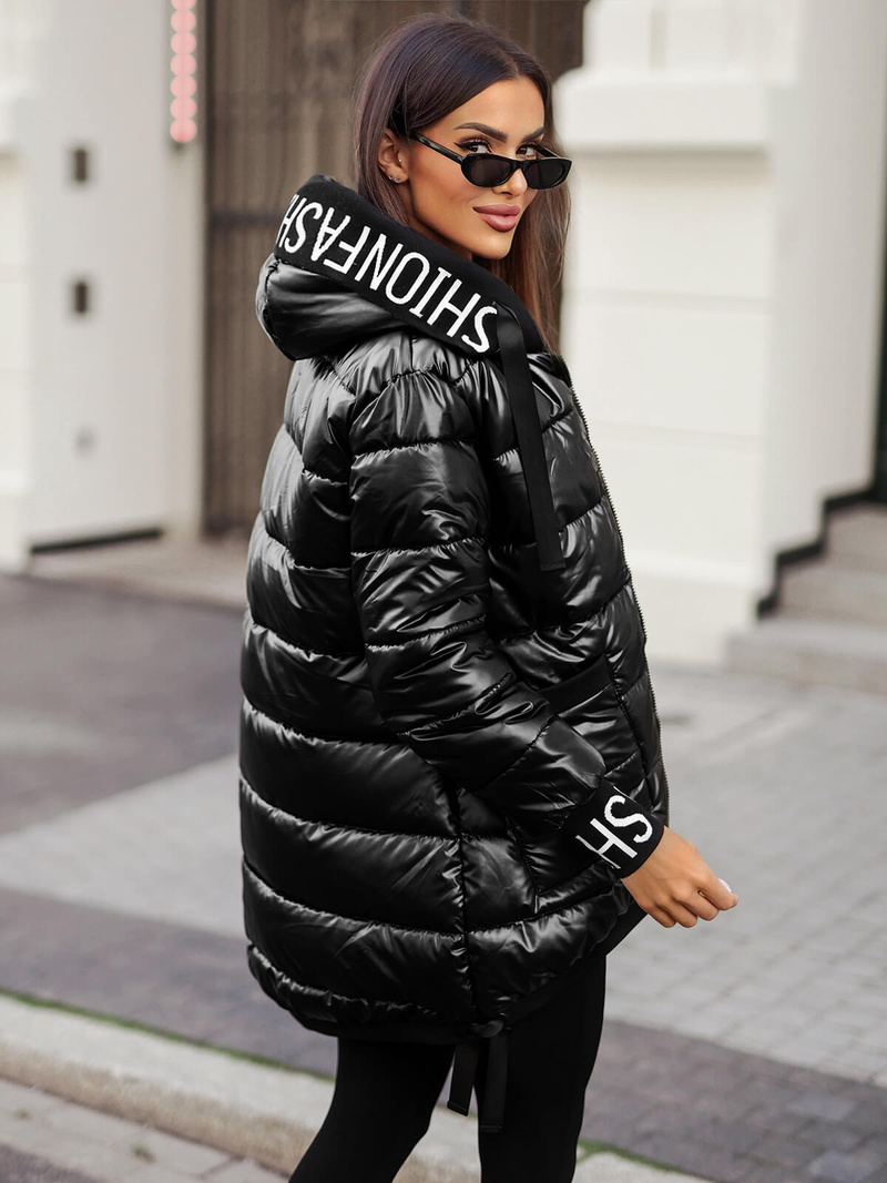 Női téli kabát fekete OZONEE JS/5M3188/392Z