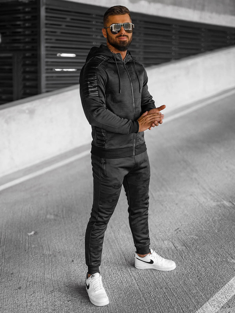 Férfi melegítő együttes fekete OZONEE O/3A126/A128Z