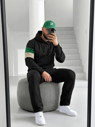 Férfi kapucnis felső fekete OZONEE JS/3B578