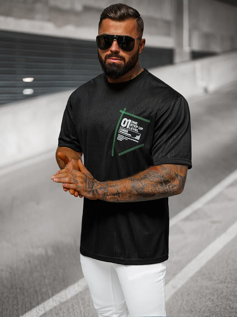 Férfi Póló Fekete OZONEE O/3C333