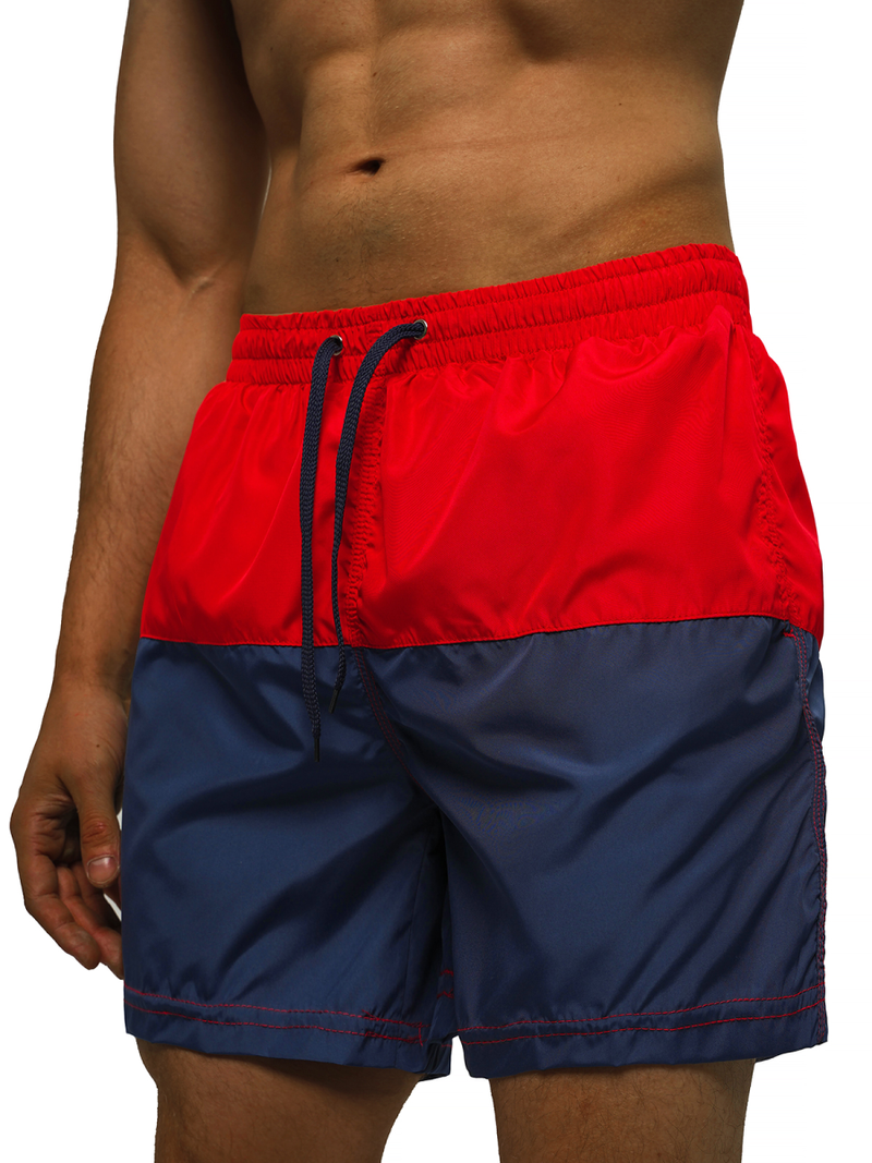 Férfi fürdőnadrág piros és sötétkék OZONEE JS/HM062