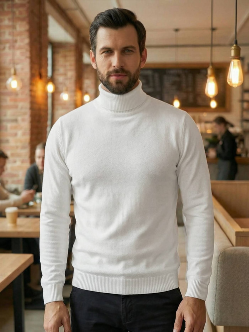 Férfi pulóver fehér OZONEE JS/59B3603/1