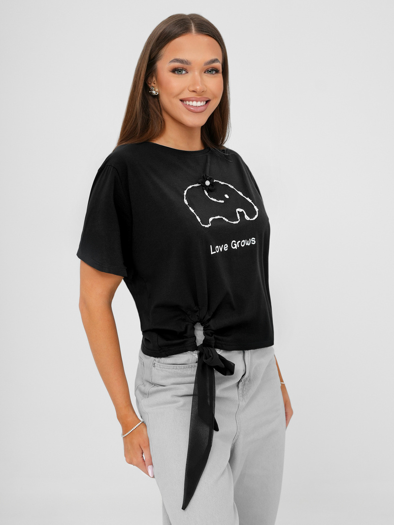 Női polo fekete OZONEE JS/RJ77247