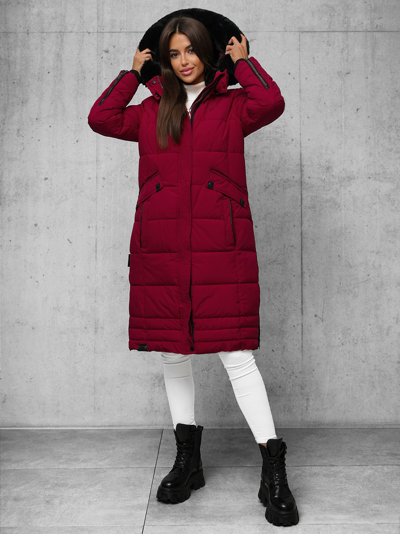 Női téli kabát bordó OZONEE O/W377
