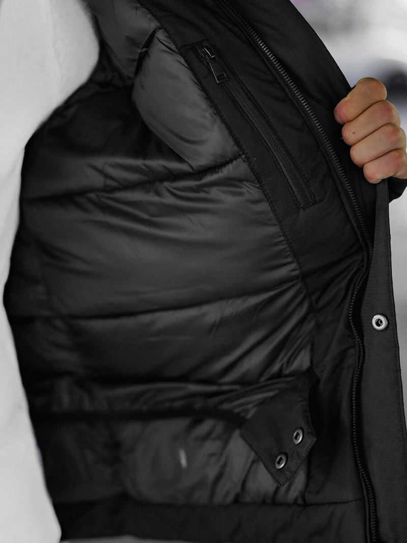 Férfi Steppelt Kabát Fekete-Szürke OZONEE JS/91M9903/92