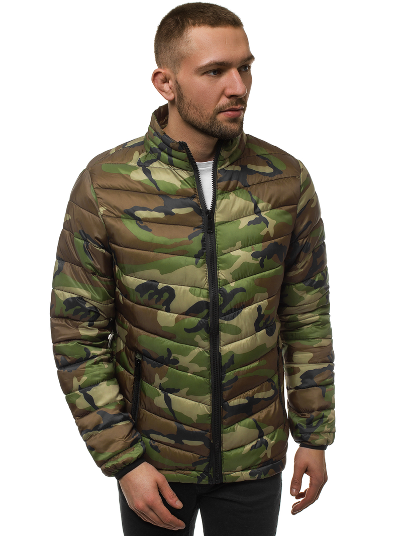 Férfi átmeneti kabát khaki-terepmintás OZONEE JS/SM80Z