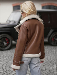 Női Bőrdzseki Barna OZONEE JS/11Z8177Z