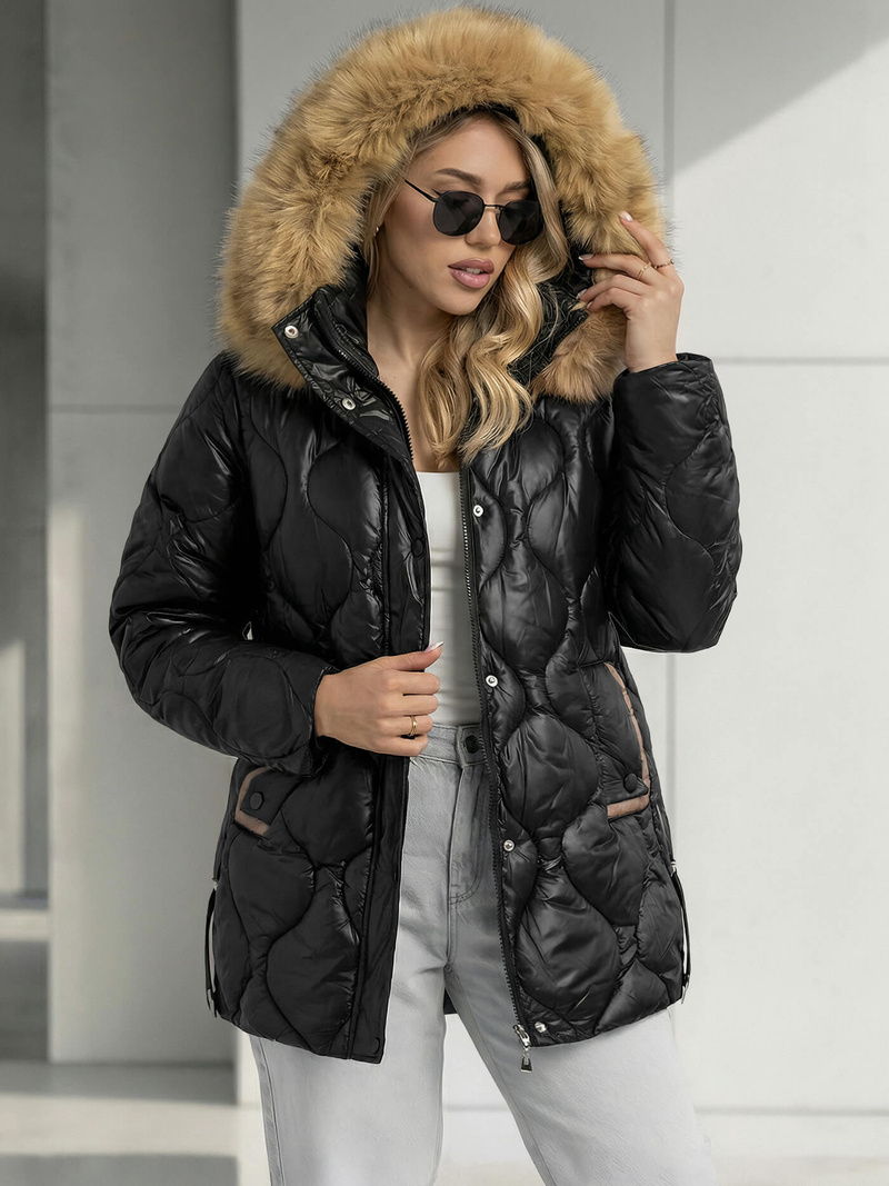 Női téli kabát fekete OZONEE O/5M3226/392Z