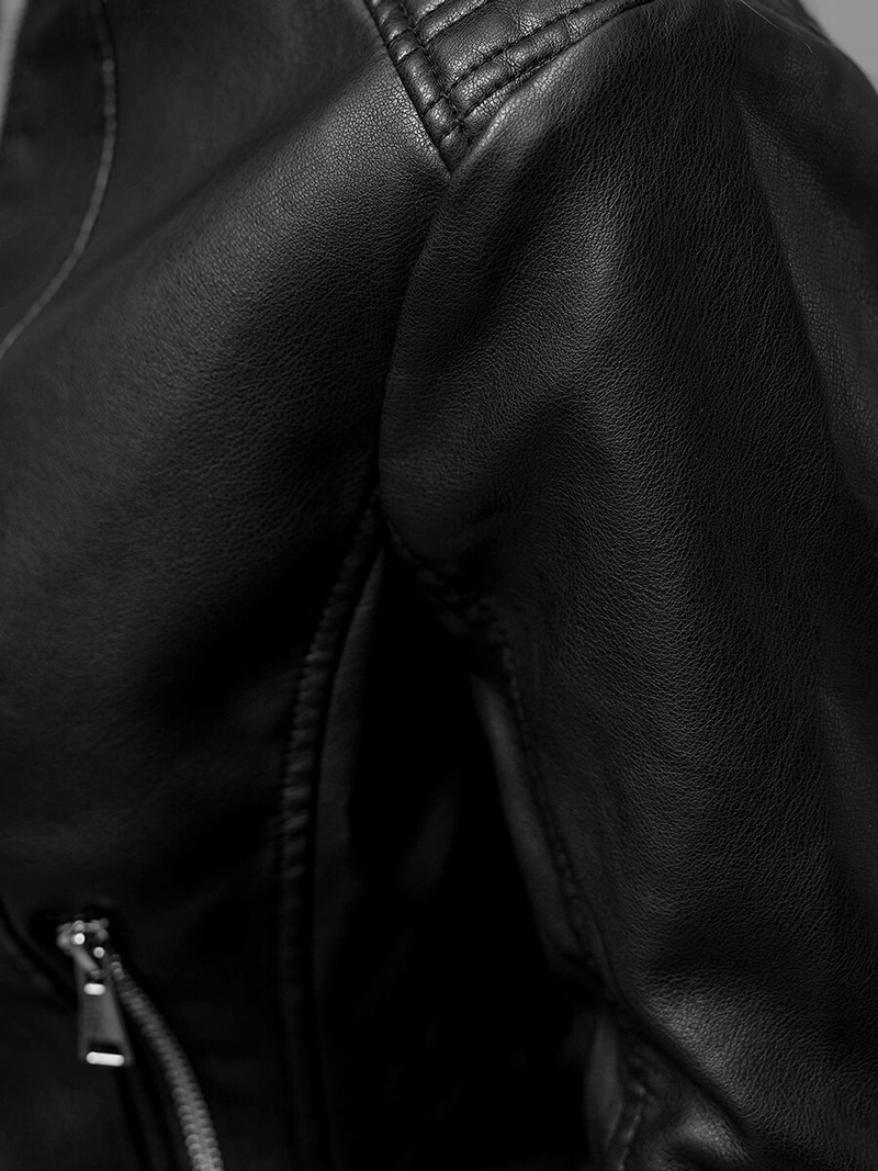 Női Bőrdzseki Fekete OZONEE JS/11Z8038