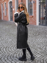 Női bőrkabát fekete OZONEE JS/11Z8253