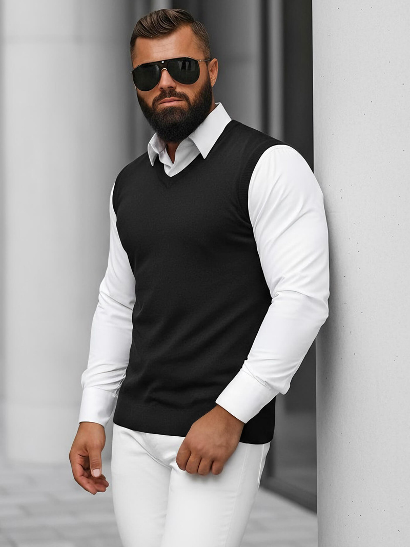 Férfi Pulóver Fekete OZONEE NB/MM6005/4Z