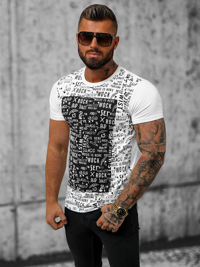 Férfi Póló Fehér OZONEE O/T122/1Z