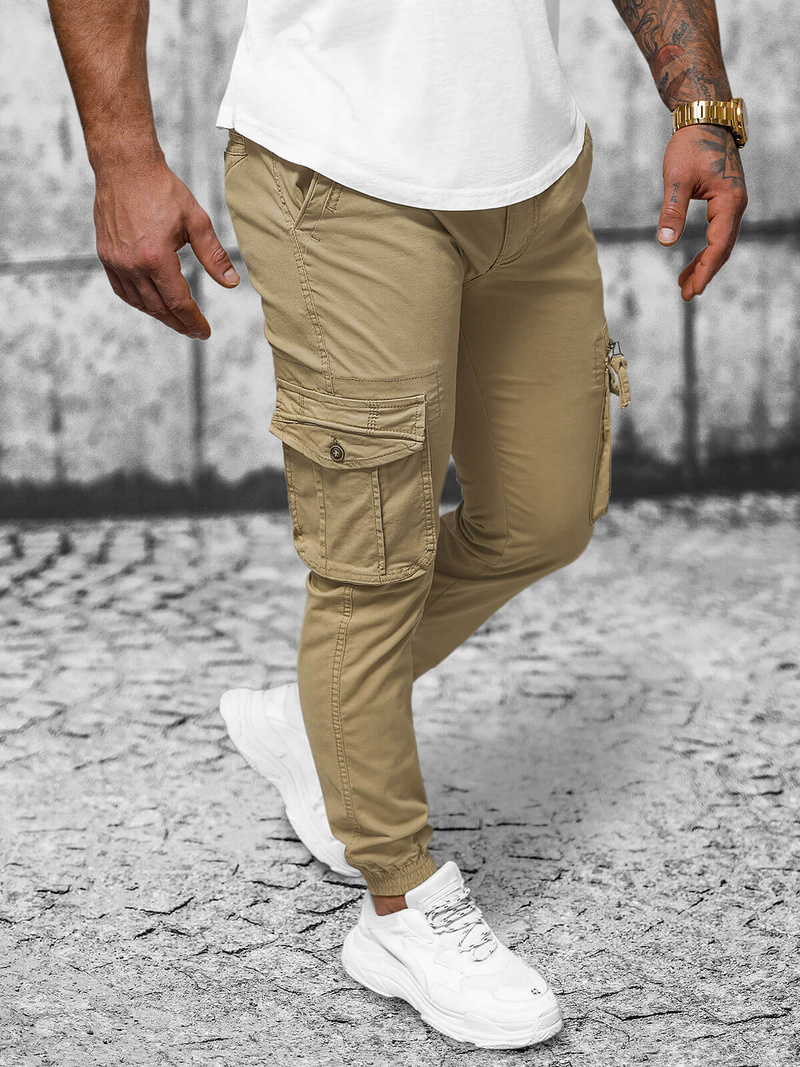 Férfi nadrág chino jogger bézs OZONEE NB/MP0201K