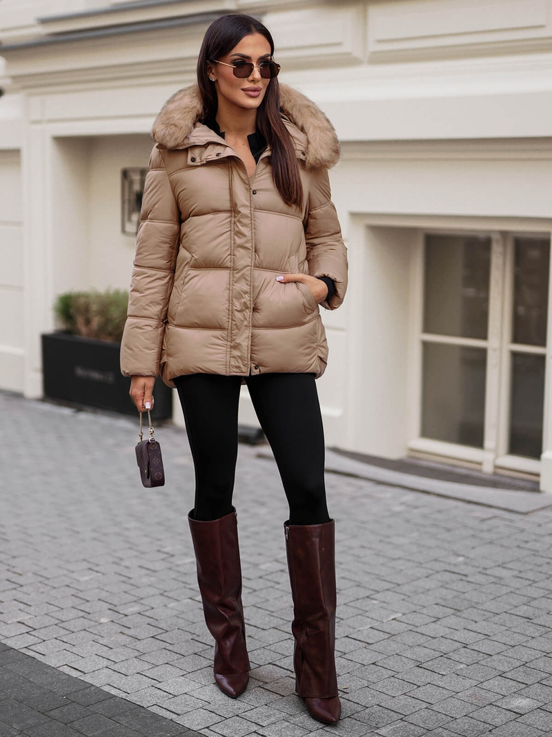 Női téli kabát camel OZONEE JS/5M3256/84