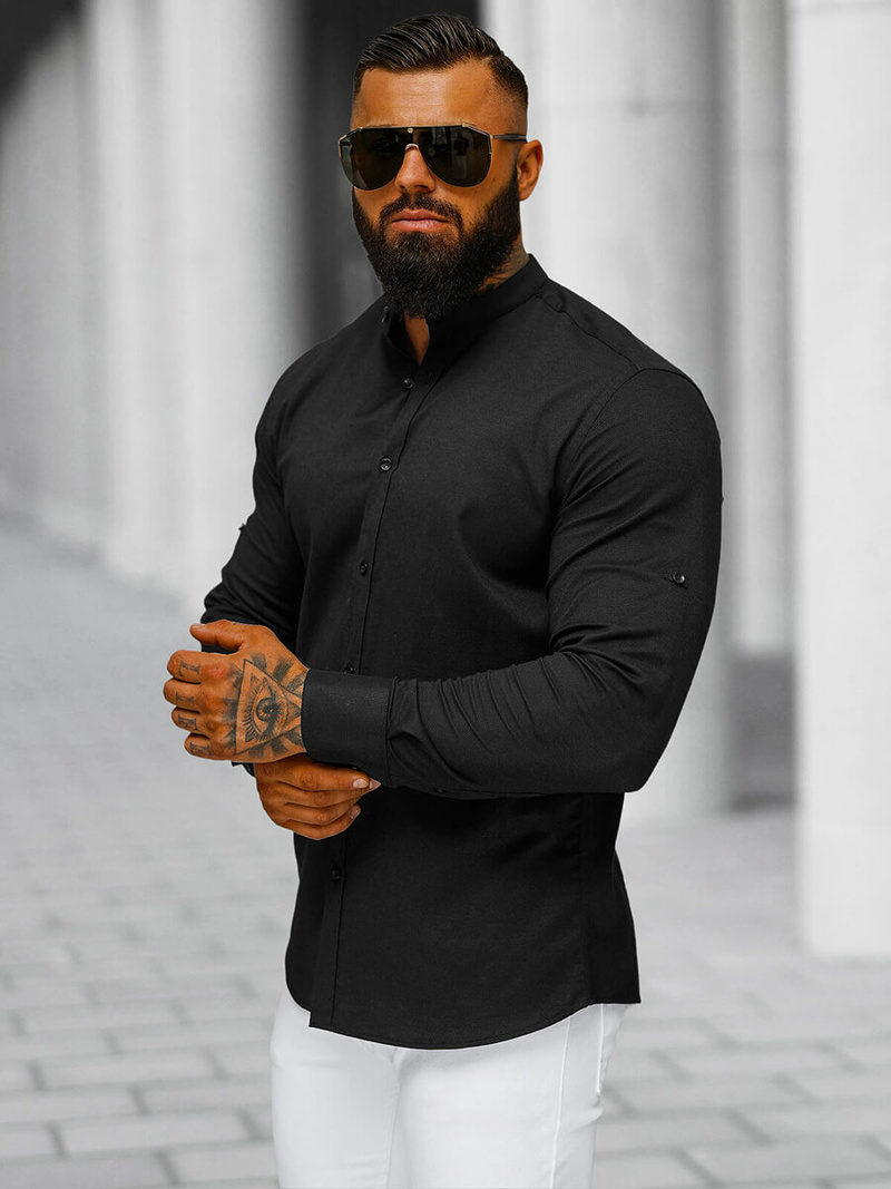 Férfi Ing Fekete OZONEE O/V121