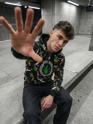 Férfi kapucnis pulóver fekete OZONEE O/B269Z