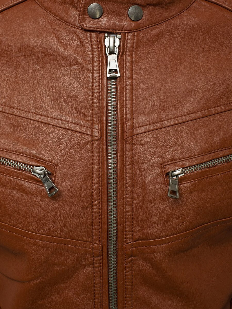 Férfi bőrdzseki camel OZONEE YD/BF59359Z