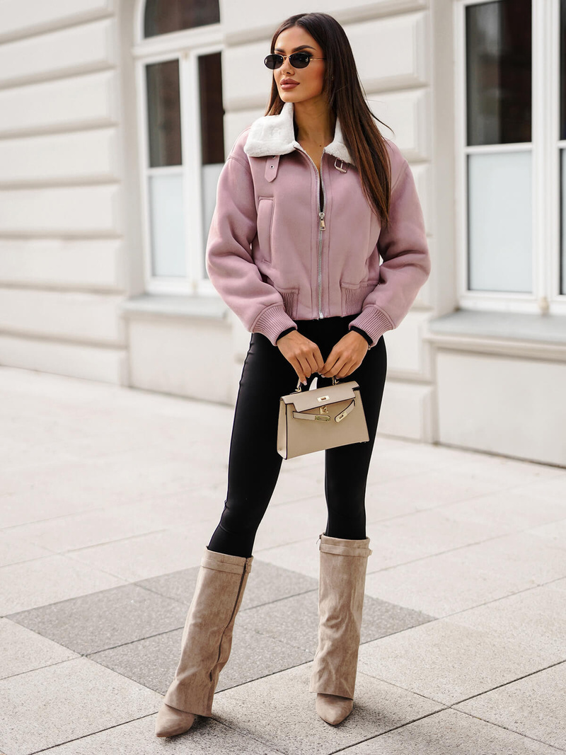 Női kabát púder rózsaszín OZONEE O/81326