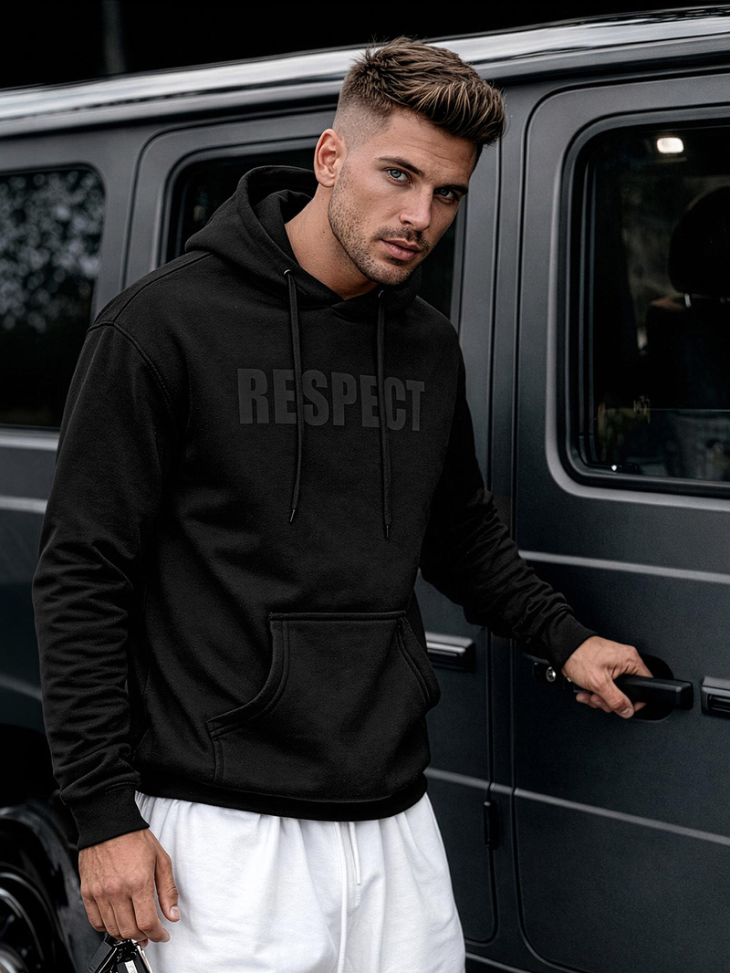 Férfi kapucnis felső fekete OZONEE JS/8B1968/3