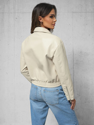 Női Bőrdzseki Bézs OZONEE O/G116