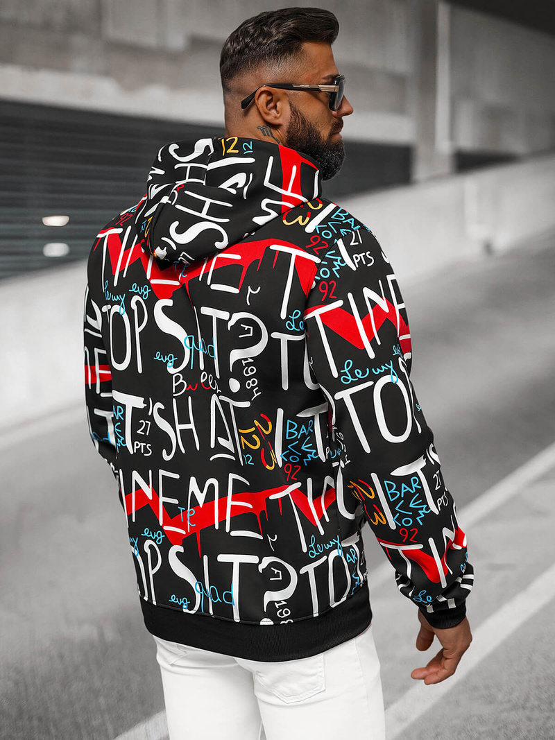 Férfi kapucnis pulóver fekete OZONEE JS/8B1233/3