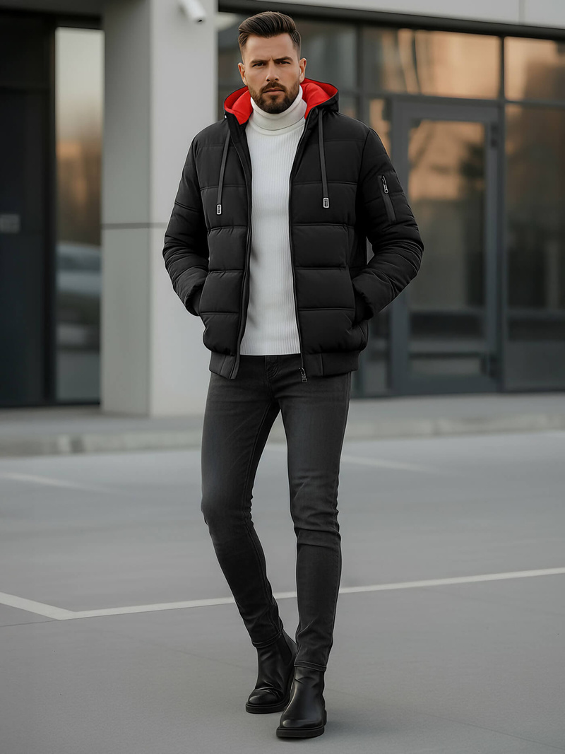 Férfi kabát fekete OZONEE JS/31M5003Z