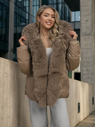 Női téli kabát sötét-bézs OZONEE O/16M9179/84Z