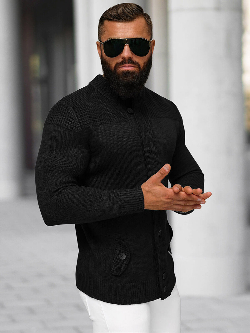 Férfi Pulóver Fekete OZONEE NB/MM6011/4Z