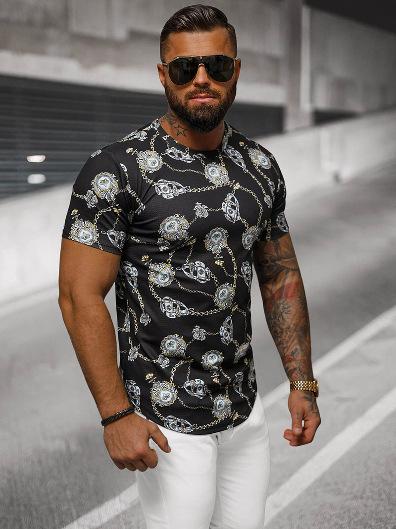 Férfi Póló Fekete OZONEE O/PT012