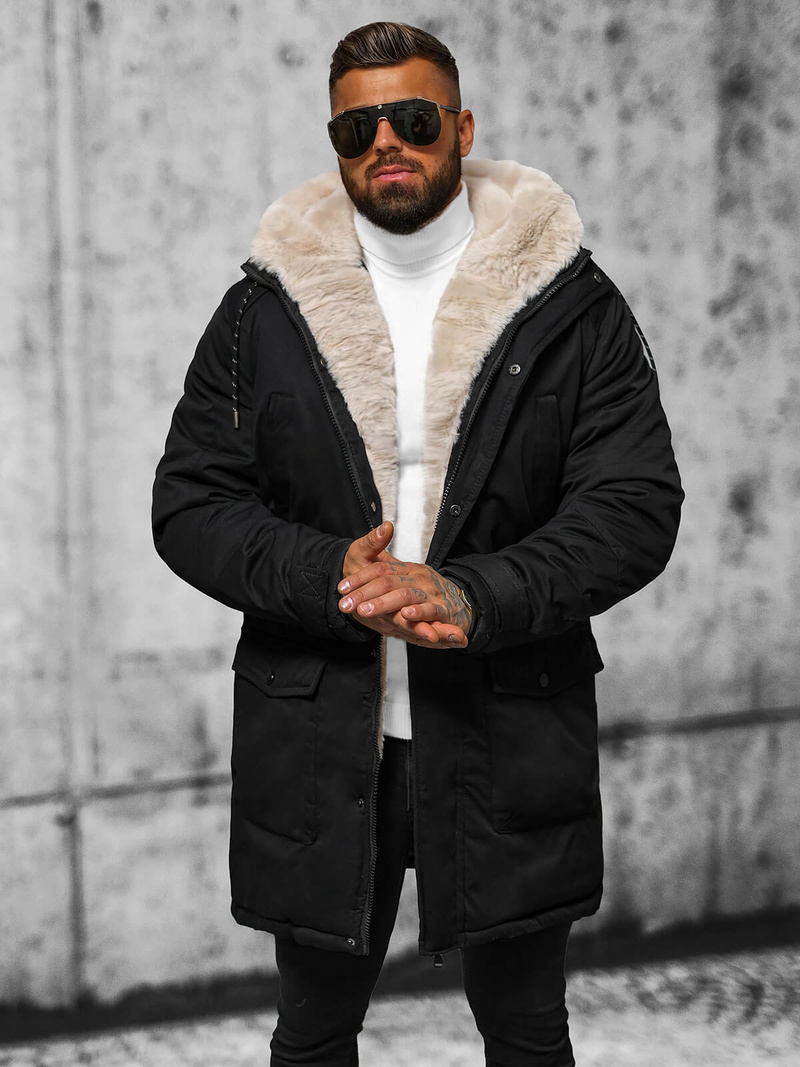 Férfi téli parka kabát fekete OZONEE JS/5M120/392