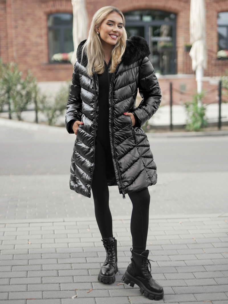 Női téli kabát fekete OZONEE JS/16M9100/392Z