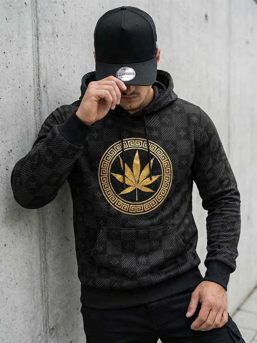 Férfi kapucnis pulóver fekete OZONEE O/B265Z