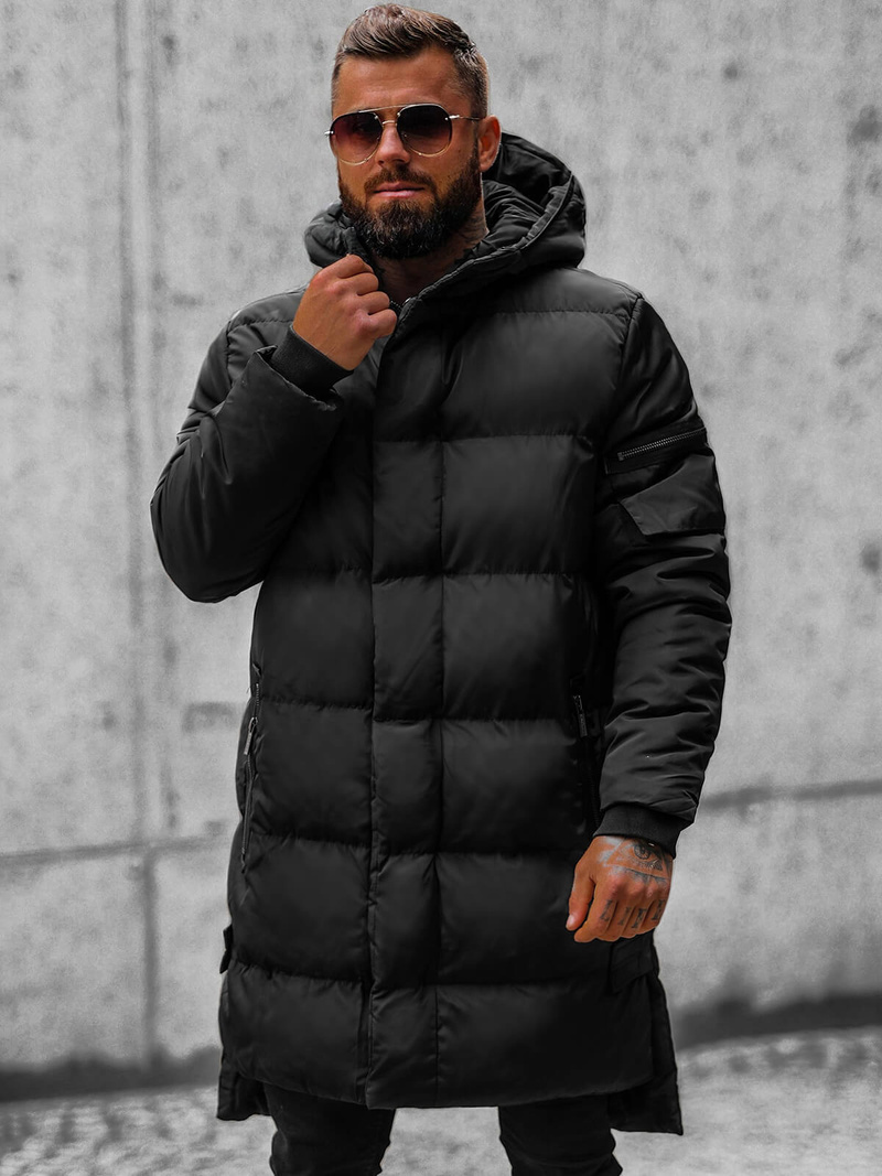 Férfi steppelt Kabát Fekete OZONEE O/M799