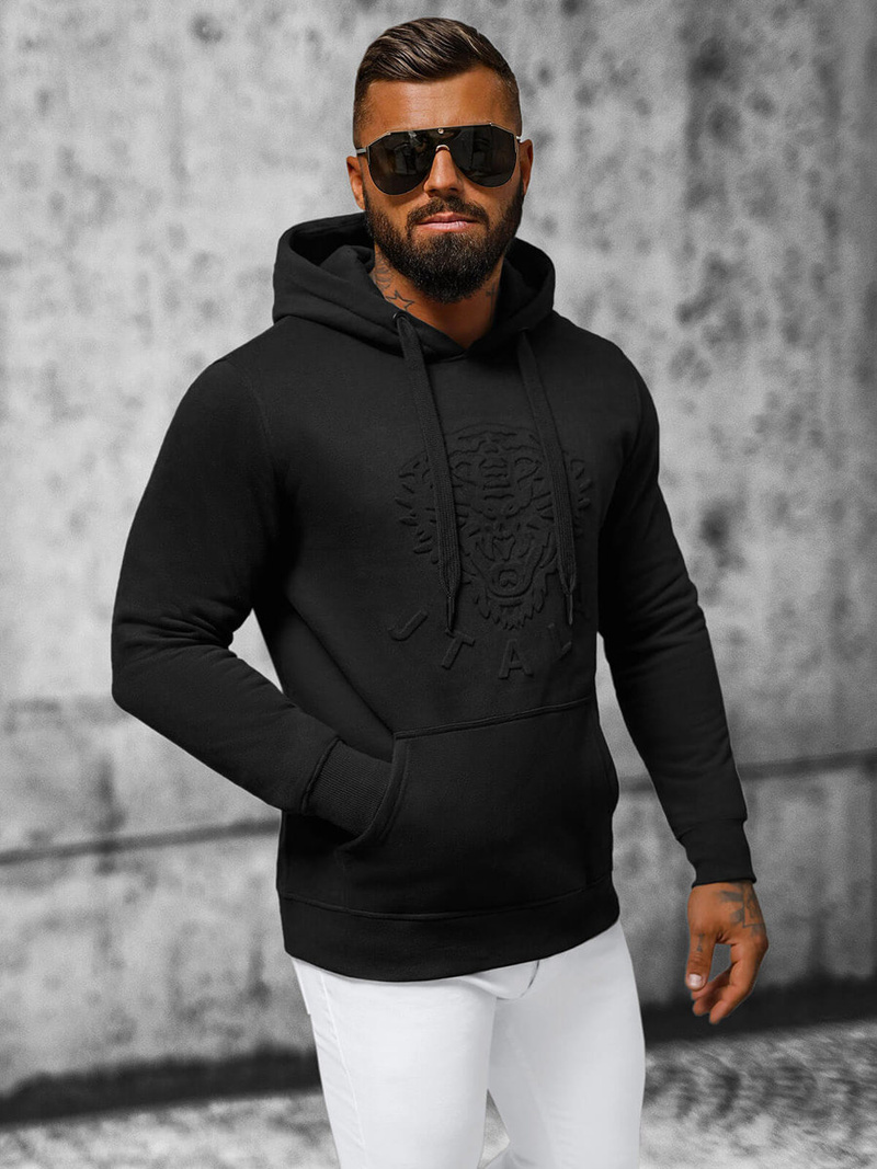 Férfi kapucnis pulóver Fekete OZONEE NB/MF2012