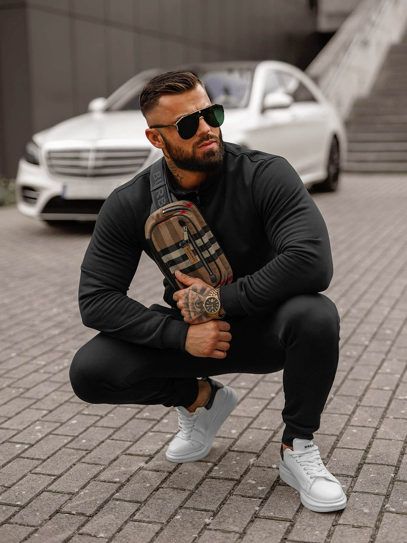 Férfi melegítő együttes fekete OZONEE JS/68C10385/3Z