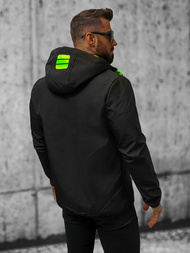 Férfi kapucnis softshell kabát fekete-zöld OZONEE JS/HH026/1AZ