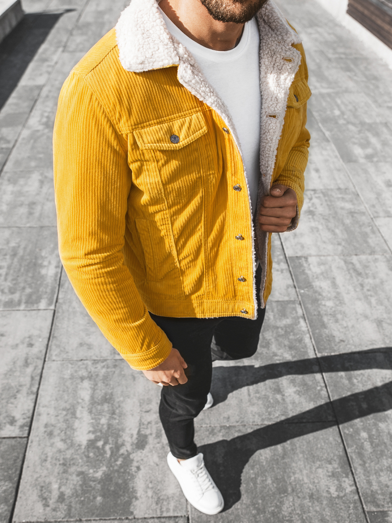 Férfi farmer dzseki sárga OZONEE JB/JP1179/4Z