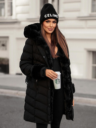 Női téli kabát fekete OZONEE JS/5M3156/392Z