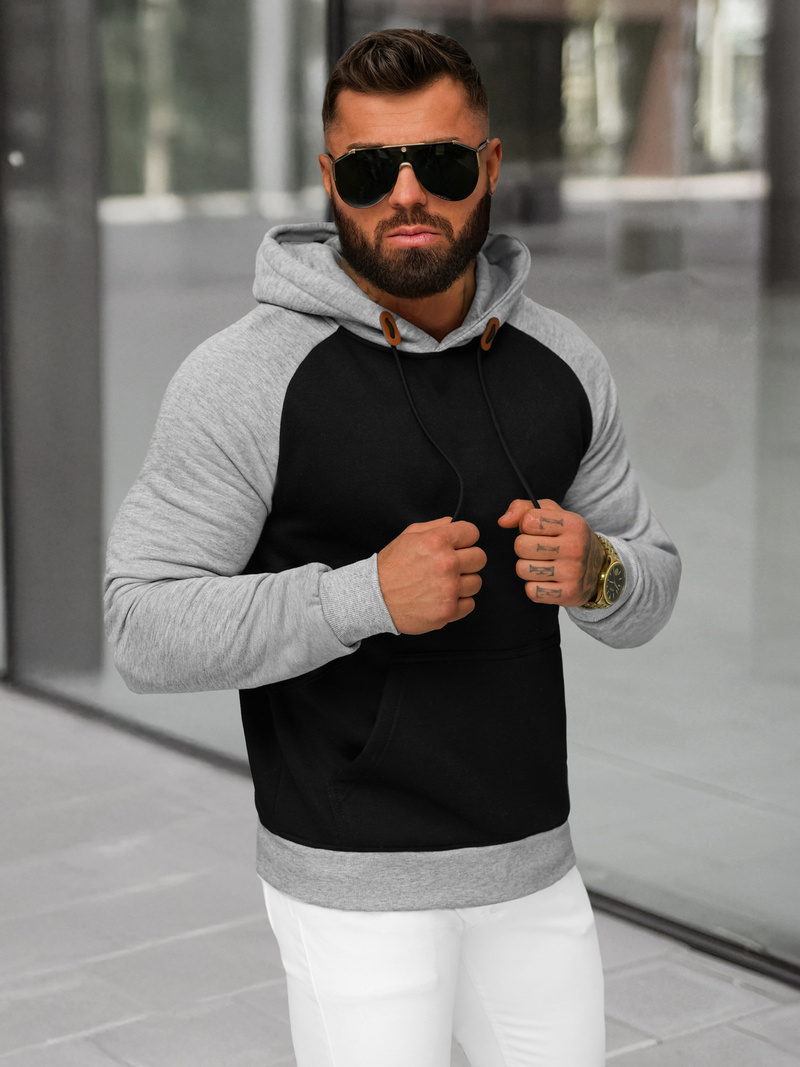 Férfi kapucnis felső fekete OZONEE JS/8B157/3B