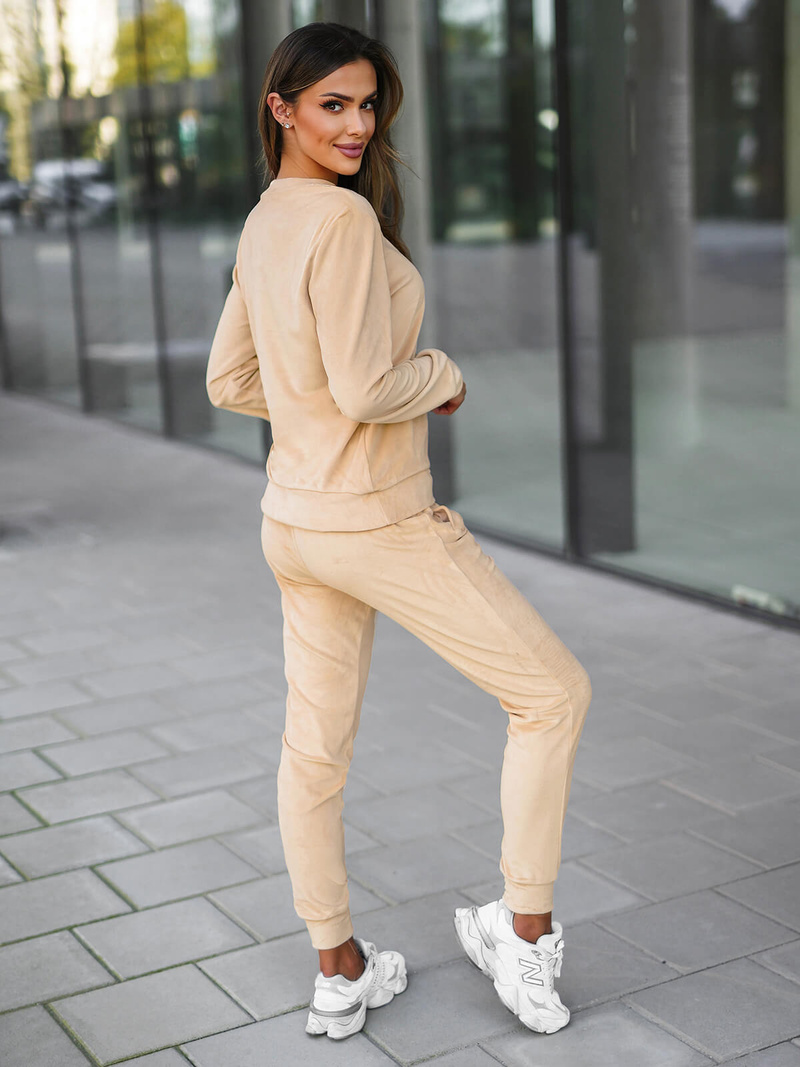 Női Melegítő Szett Velúr Világos-Bézs OZONEE O/8C1173/159