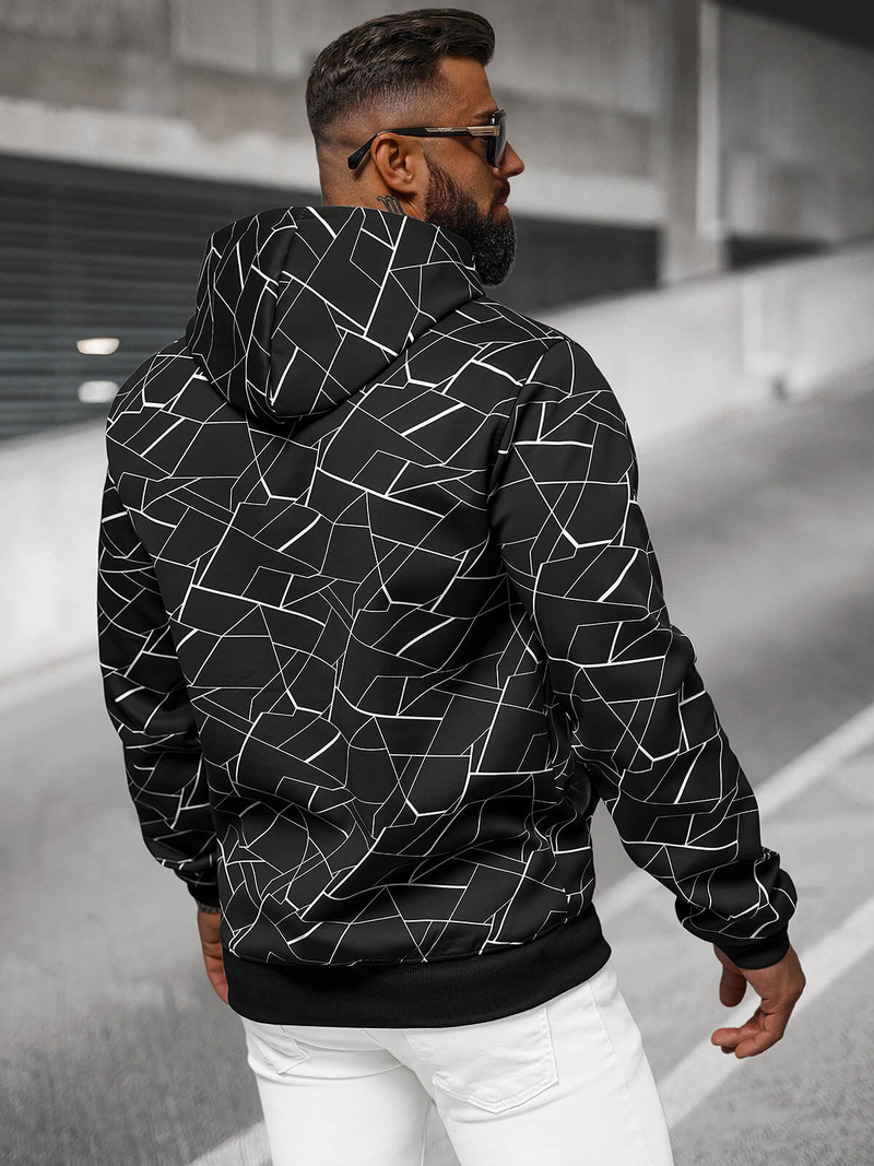 Férfi kapucnis pulóver fekete OZONEE JS/8B1235/3