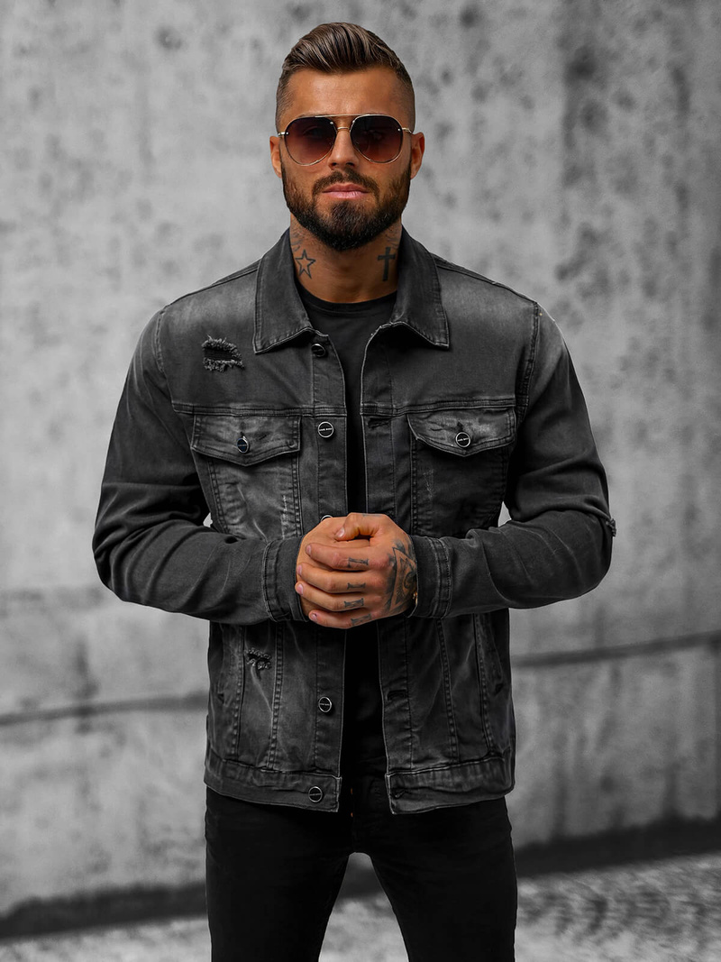 Férfi farmer dzseki fekete OZONEE NB/MJ506NZ