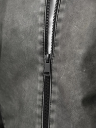 Férfi bőrdzseki grafit OZONEE JS/11Z8107