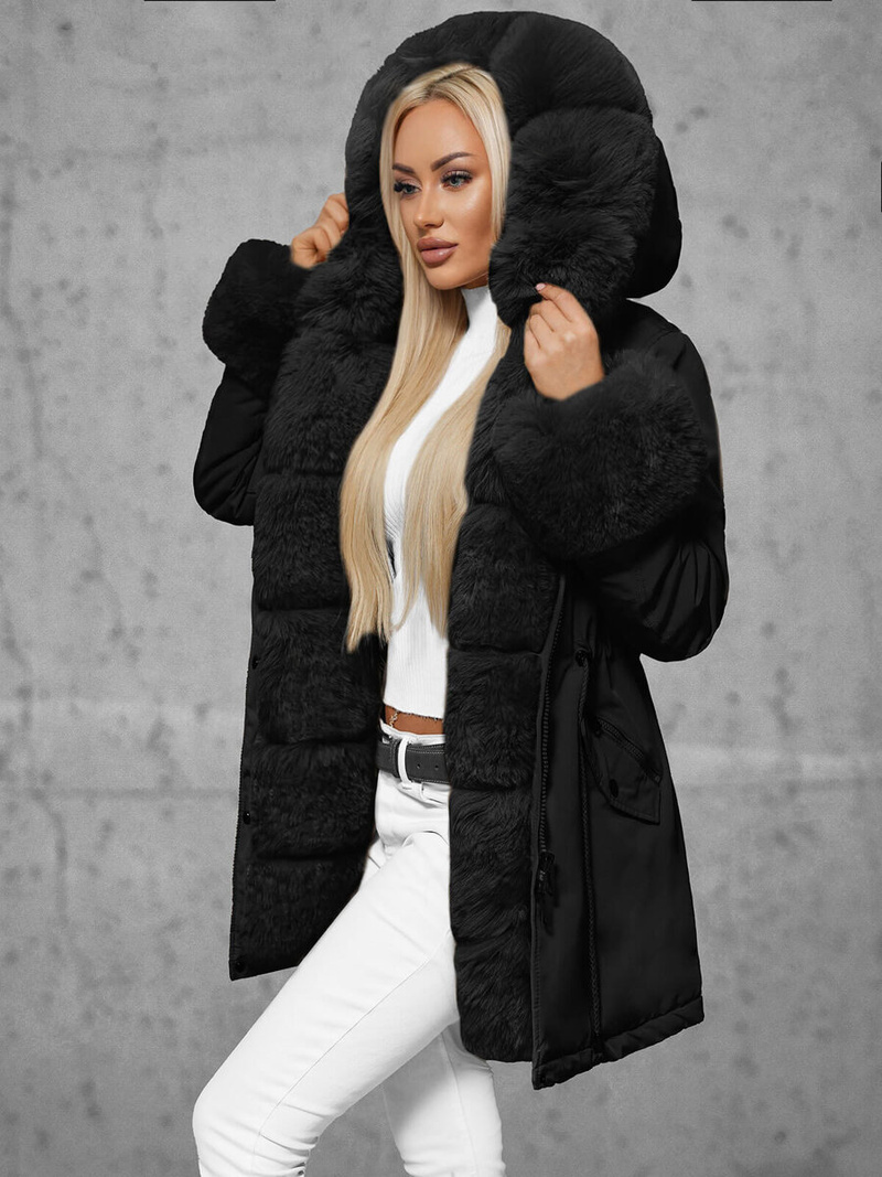 Női téli kabát fekete OZONEE JS/16M9062/392Z