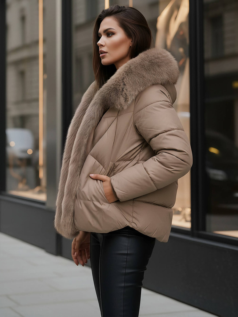 Női téli kabát sötét-bézs OZONEE O/16M9179/84