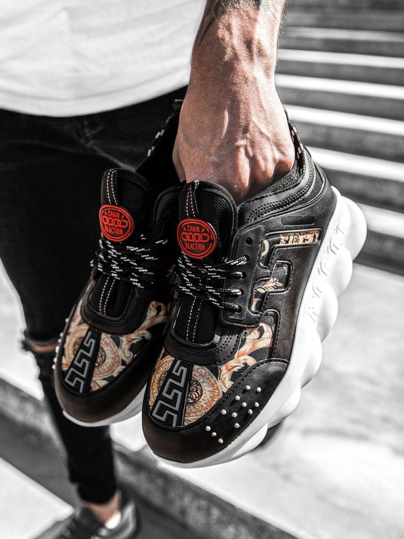 magas sneakersek fekete-bézs OZONEE G/2020